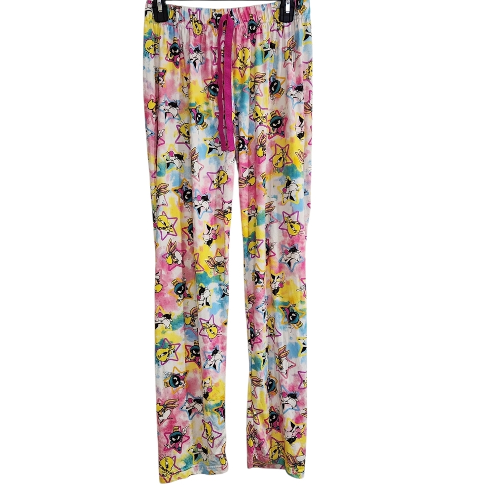 Women's Sz M Looney Tunes Pajama Pants bottoms Loungewear Colorful